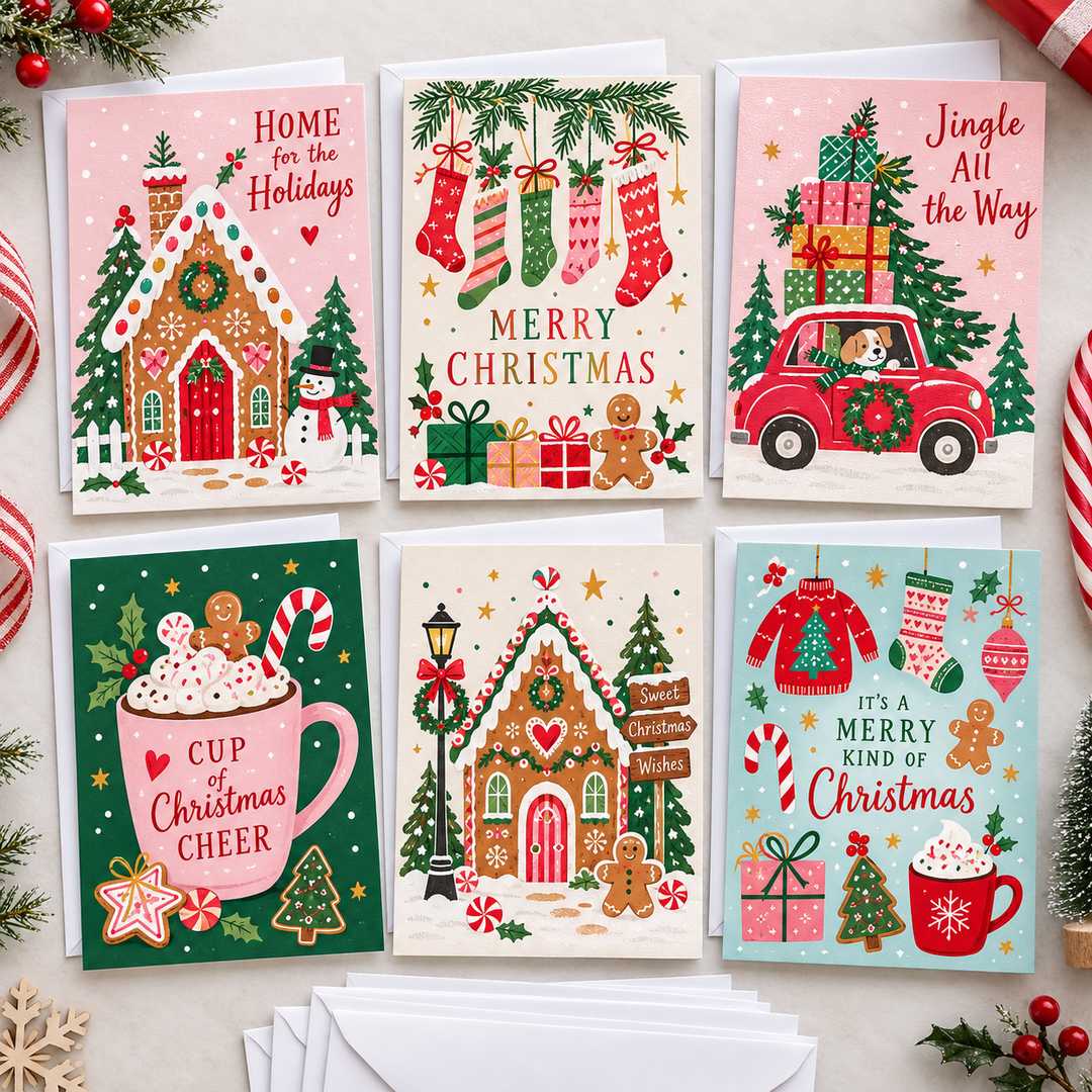 Merry Christmas Moments Christmas Cards Assortment, Set of 6 - Holiday Greeting Cards GC0TL010