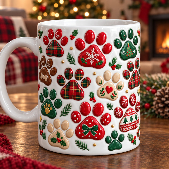 Merry Pawmas Christmas 3D Effect Printed Accent Mug NCU0HT235