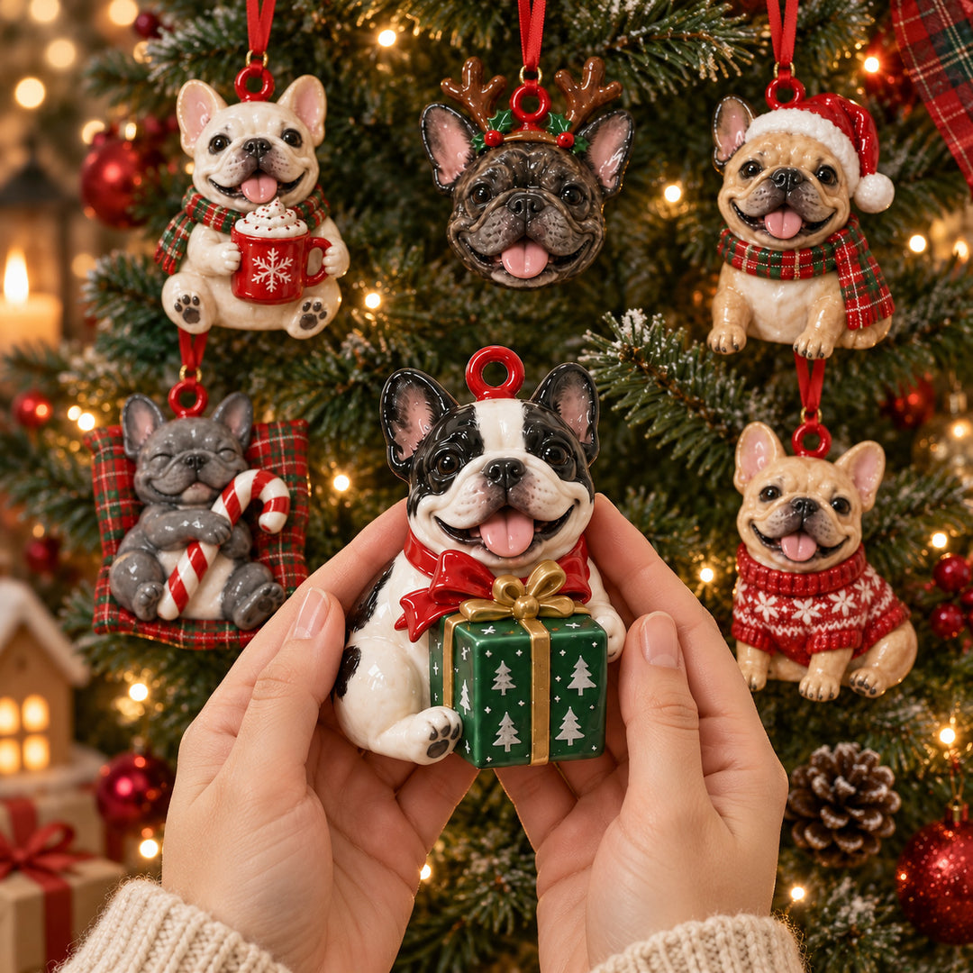 Merry Christmas Frenchie Acrylic Ornament Gift Set NCU0HT175