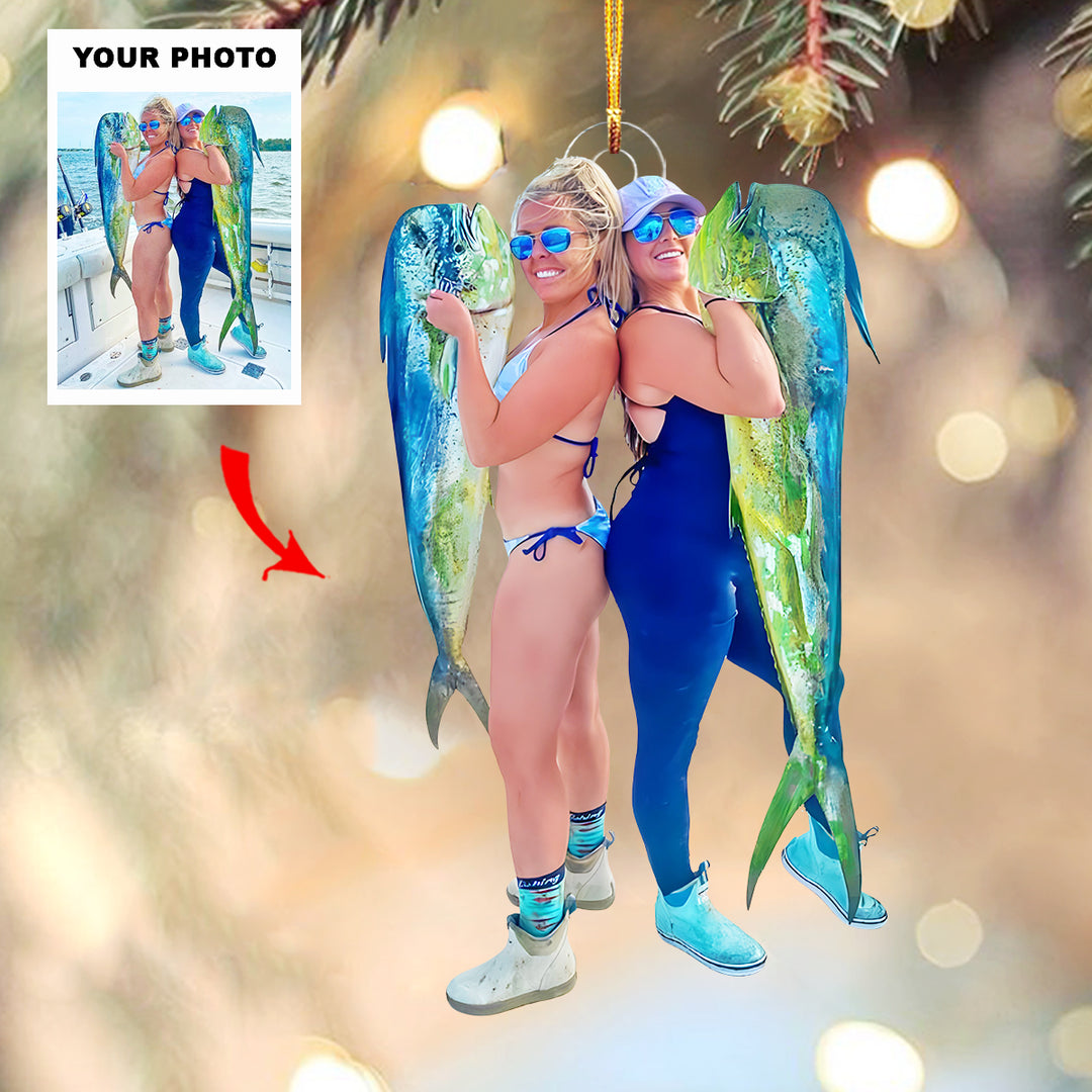 Merry Fishmas - Personalized Photo Mica Ornament - Christmas Gift For Fishing Lover