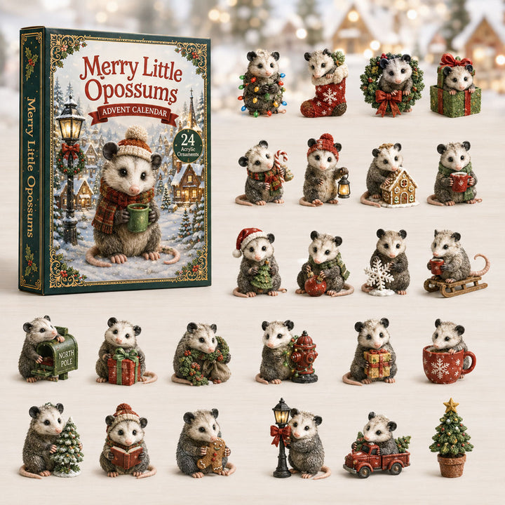 CHRISTMAS KICKOFF 40% OFF - Merry Little Opossums Advent Calendar 2026 - 24-Day Festive Countdown, Acrylic Charms Blind Box - Gift For Opossum Lovers AC0TH171