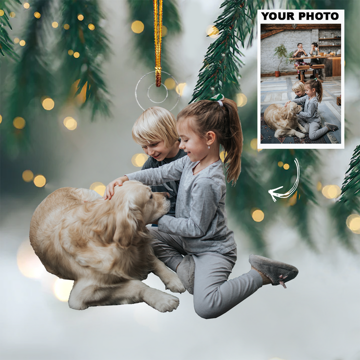 Kids With Dogs - Personalized Photo Mica Ornament - Customized Your Photo Ornament - Christmas Gift For Family Members, Dog Lovers