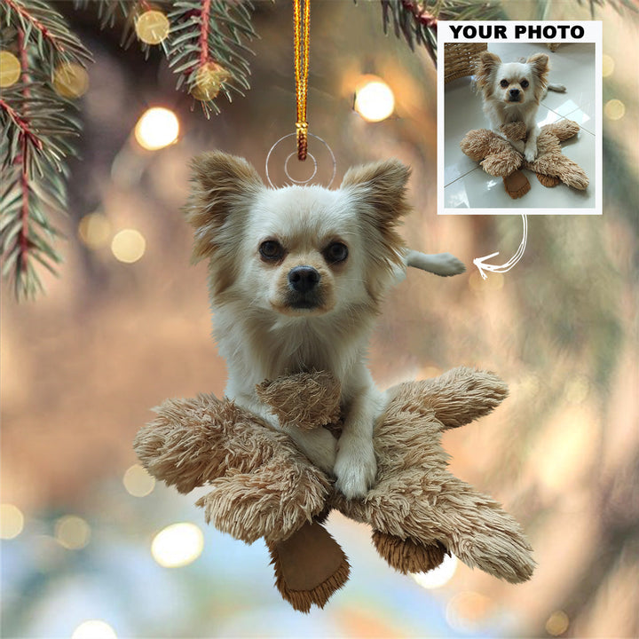Dog Cat With Toys - Personalized Custom Photo Mica Ornament - Christmas Gift For Dog Mom, Dog Dad, Cat Mom, Cat Dad