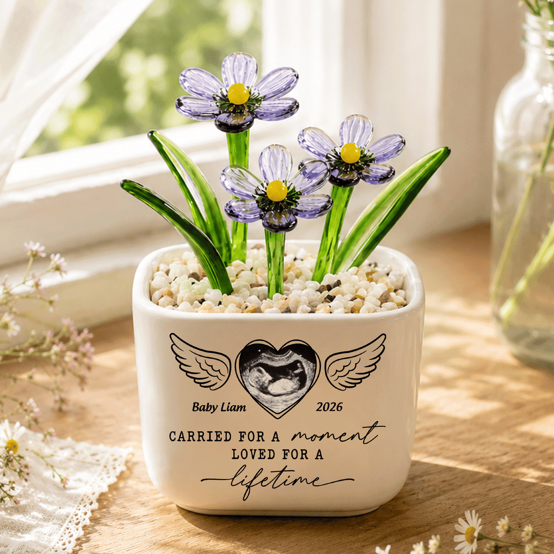 Carried For A Moment - Personalized Baby Memorial Flower Pot - Gift For Family Members