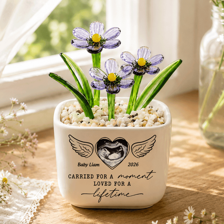 Carried For A Moment - Personalized Baby Memorial Flower Pot - Gift For Family Members