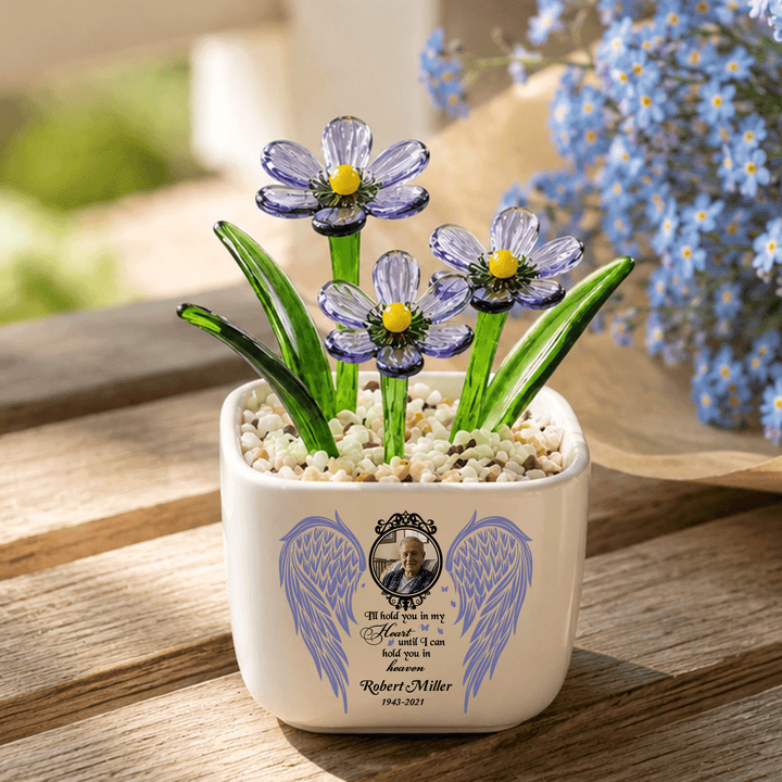 God Has You In His Arms - Personalized Memorial Flower Pot - Gift For Family Members