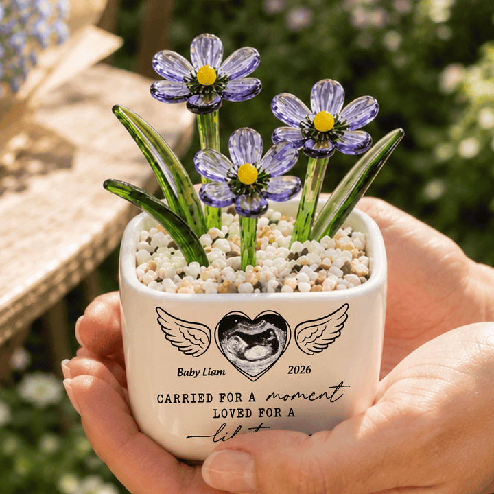 Carried For A Moment - Personalized Baby Memorial Flower Pot - Gift For Family Members