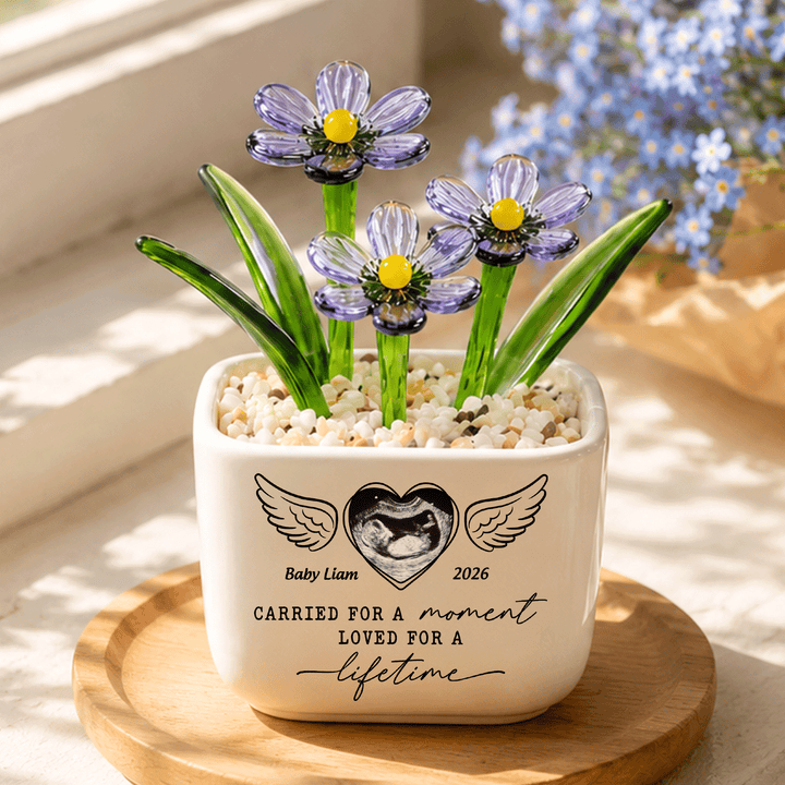 Carried For A Moment - Personalized Baby Memorial Flower Pot - Gift For Family Members