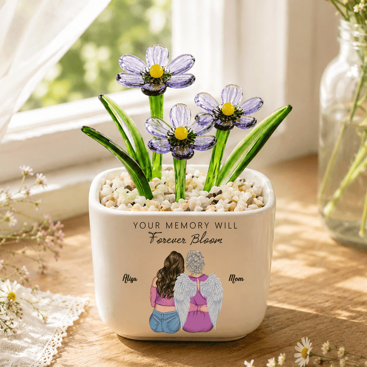 Your Memory Will Forever Bloom - Personalized Memorial Flower Pot - Gift For Family Members