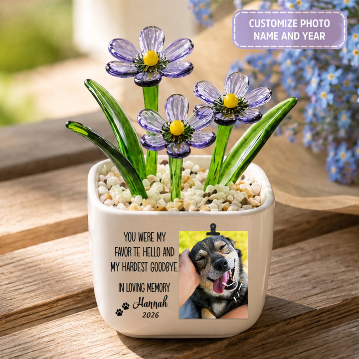 My Favorite Hello, My Hardest Goodbye- Personalized Pet Memorial Flower Pot - Gift For Dog Lover, Cat Lover