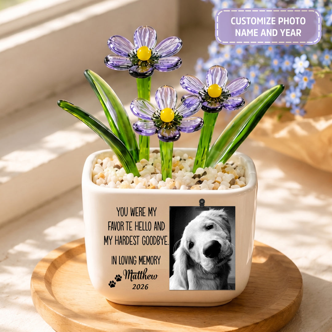 My Favorite Hello, My Hardest Goodbye- Personalized Pet Memorial Flower Pot - Gift For Dog Lover, Cat Lover