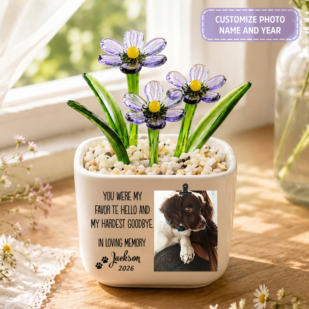 My Favorite Hello, My Hardest Goodbye- Personalized Pet Memorial Flower Pot - Gift For Dog Lover, Cat Lover