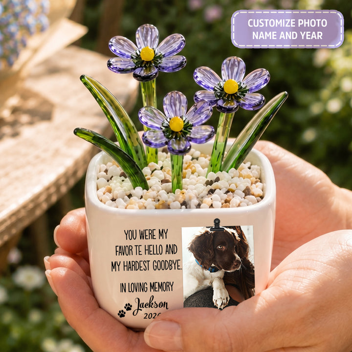 My Favorite Hello, My Hardest Goodbye- Personalized Pet Memorial Flower Pot - Gift For Dog Lover, Cat Lover