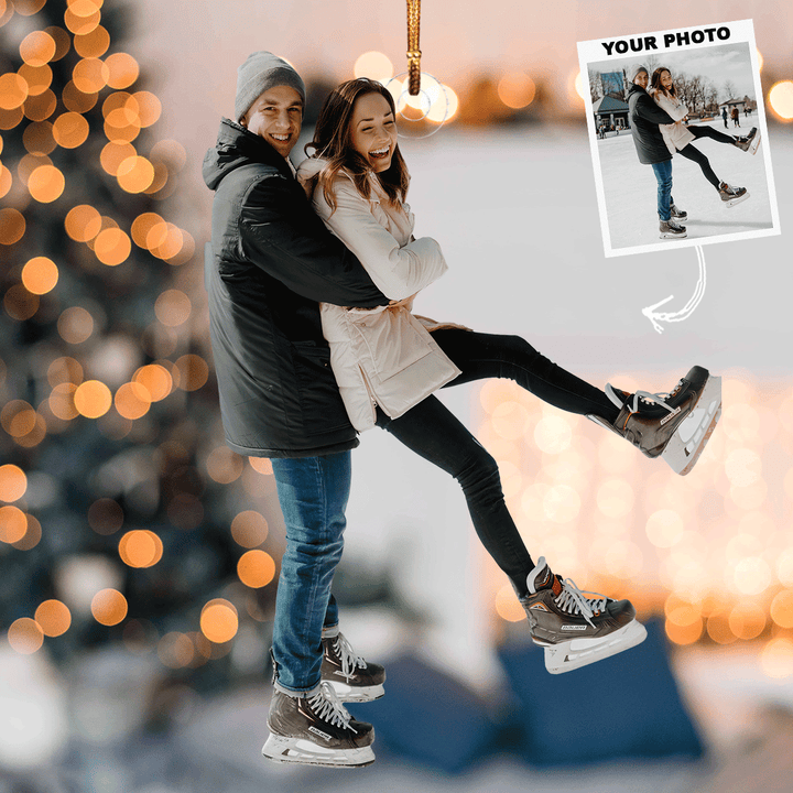 Skating Joy - Personalized Photo Mica Ornament - Gift For Couple