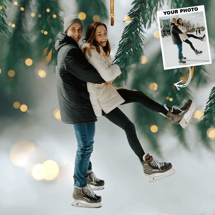 Skating Joy - Personalized Photo Mica Ornament - Gift For Couple