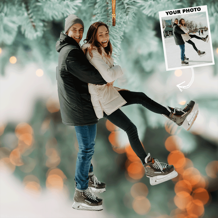 Skating Joy - Personalized Photo Mica Ornament - Gift For Couple