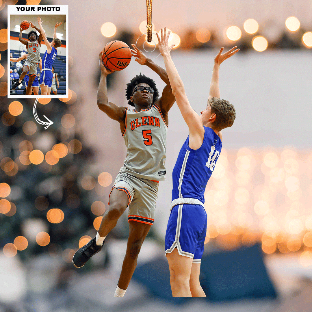 Basketball Showdown - Personalized Photo Mica Ornament - Gift For Basketball Lovers, Family Members