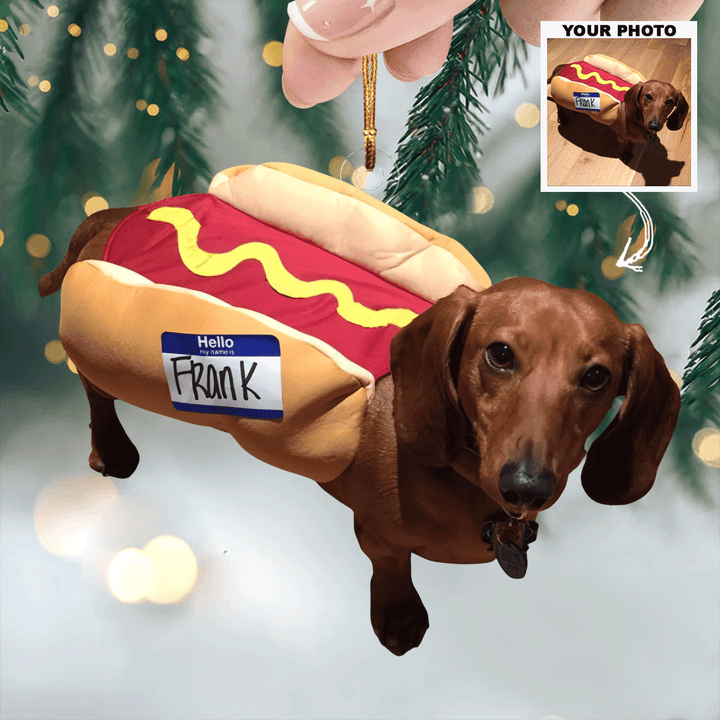 Hot Dog - Personalized Photo Mica Ornament - Gift For Dog Lovers, Dog Owners, Family Members