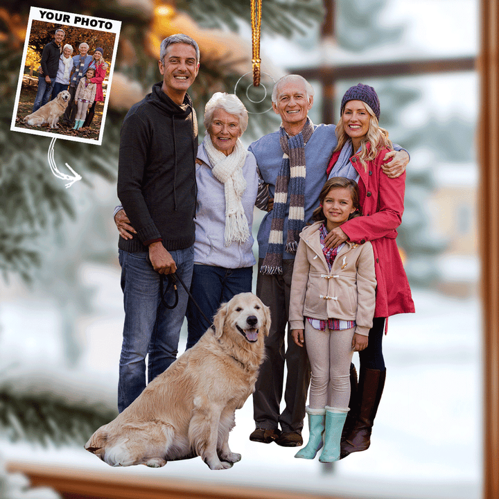 Love Gathers Here - Personalized Photo Mica Ornament - Gift For Family, Family Members