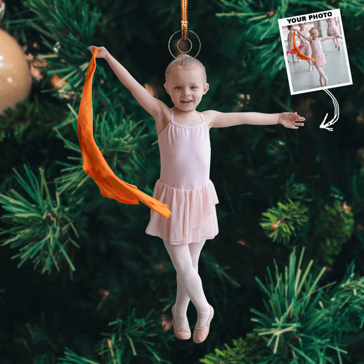 Little Swan - Personalized Photo Mica Ornament - Christmas Gift For Ballet Lovers