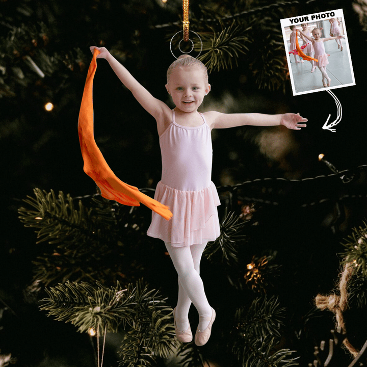 Little Swan - Personalized Photo Mica Ornament - Christmas Gift For Ballet Lovers