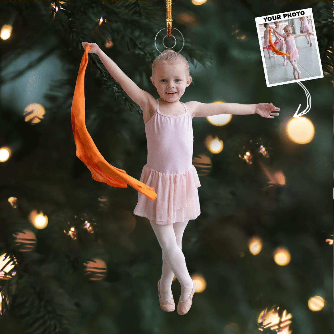 Little Swan - Personalized Photo Mica Ornament - Christmas Gift For Ballet Lovers