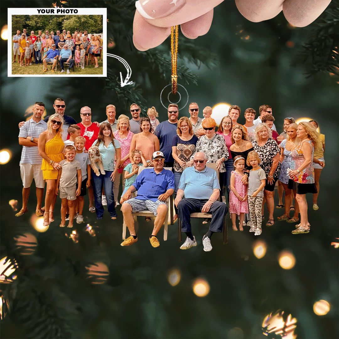 Family Ties Reunion - Personalized Photo Mica Ornament - Christmas Gift For Family, Family Members