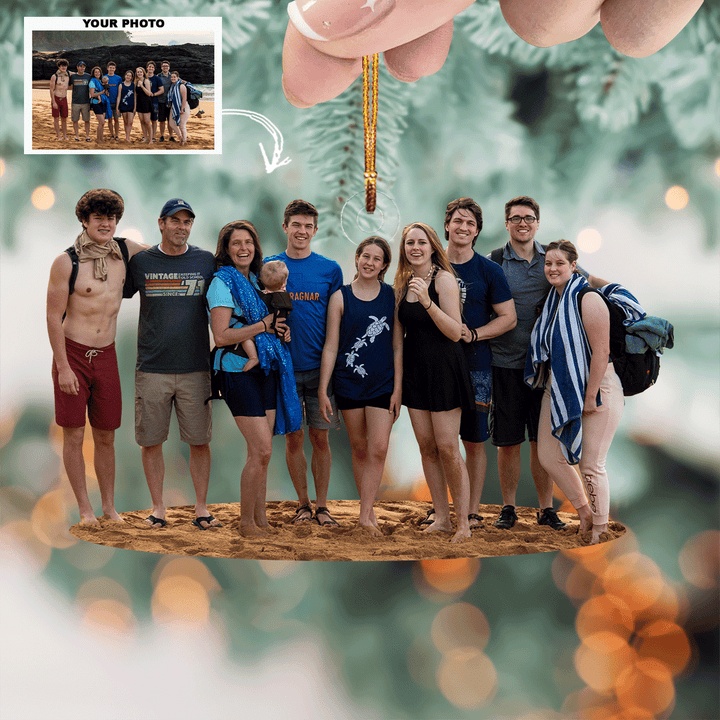 Our Beach Family - Personalized Photo Mica Ornament - Christmas Gift For Family, Family Members