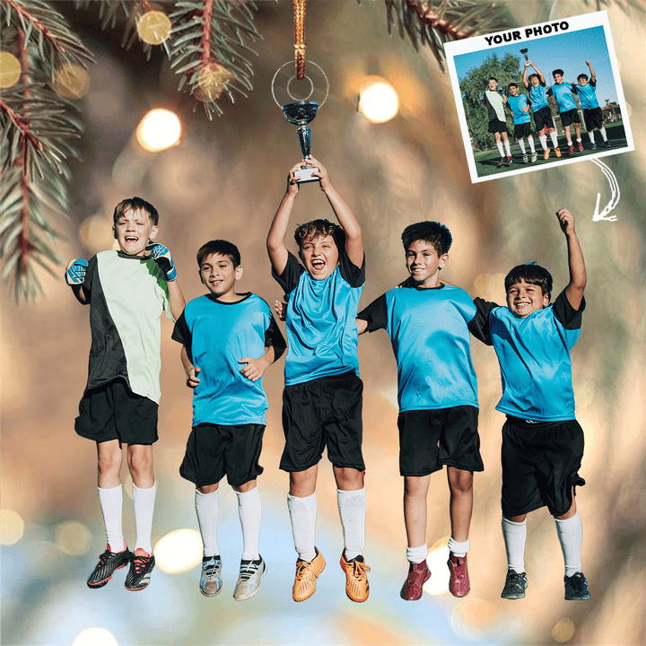 Junior Strikers - Personalized Photo Mica Ornament - Christmas Gift For Soccer, Sport Lovers