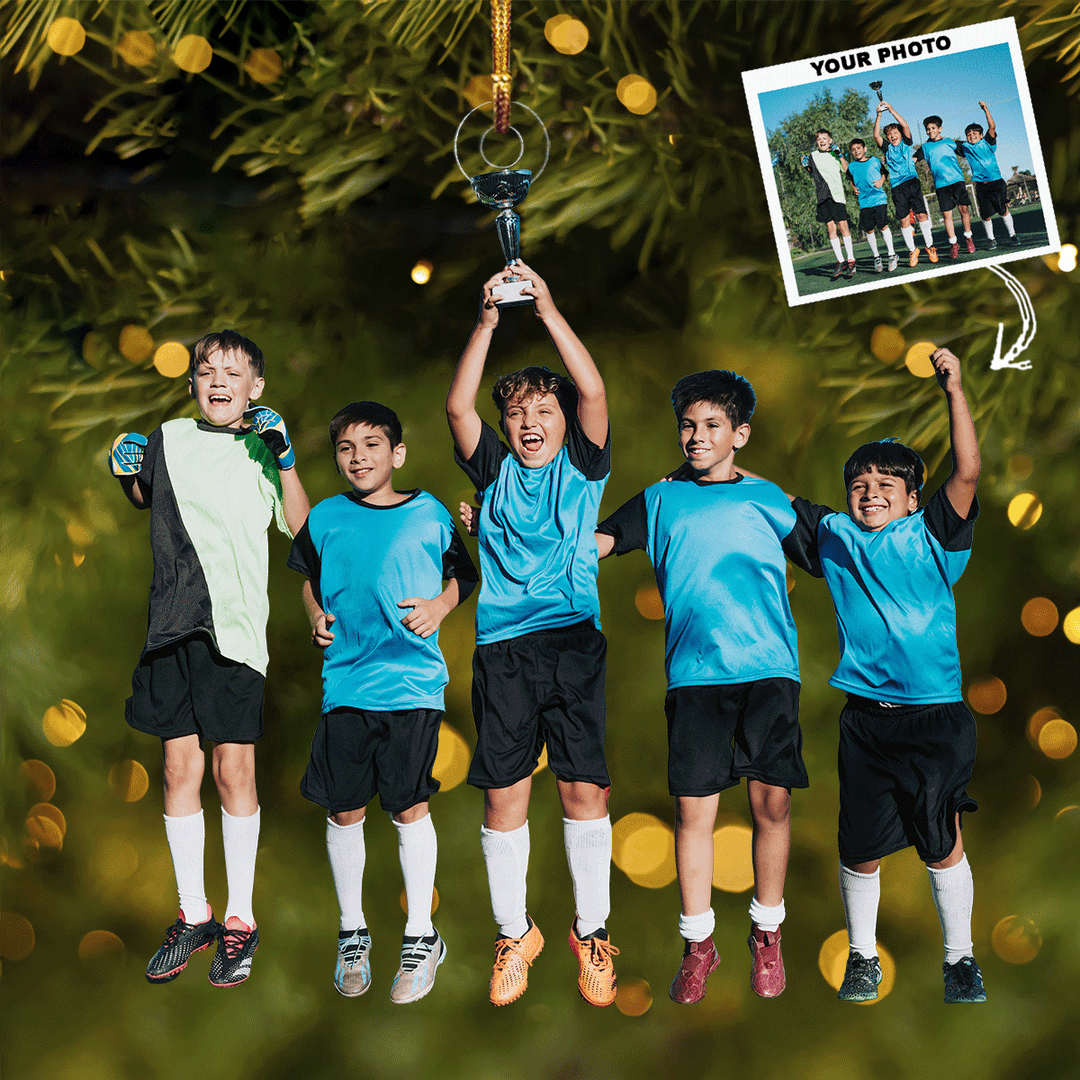Junior Strikers - Personalized Photo Mica Ornament - Christmas Gift For Soccer, Sport Lovers