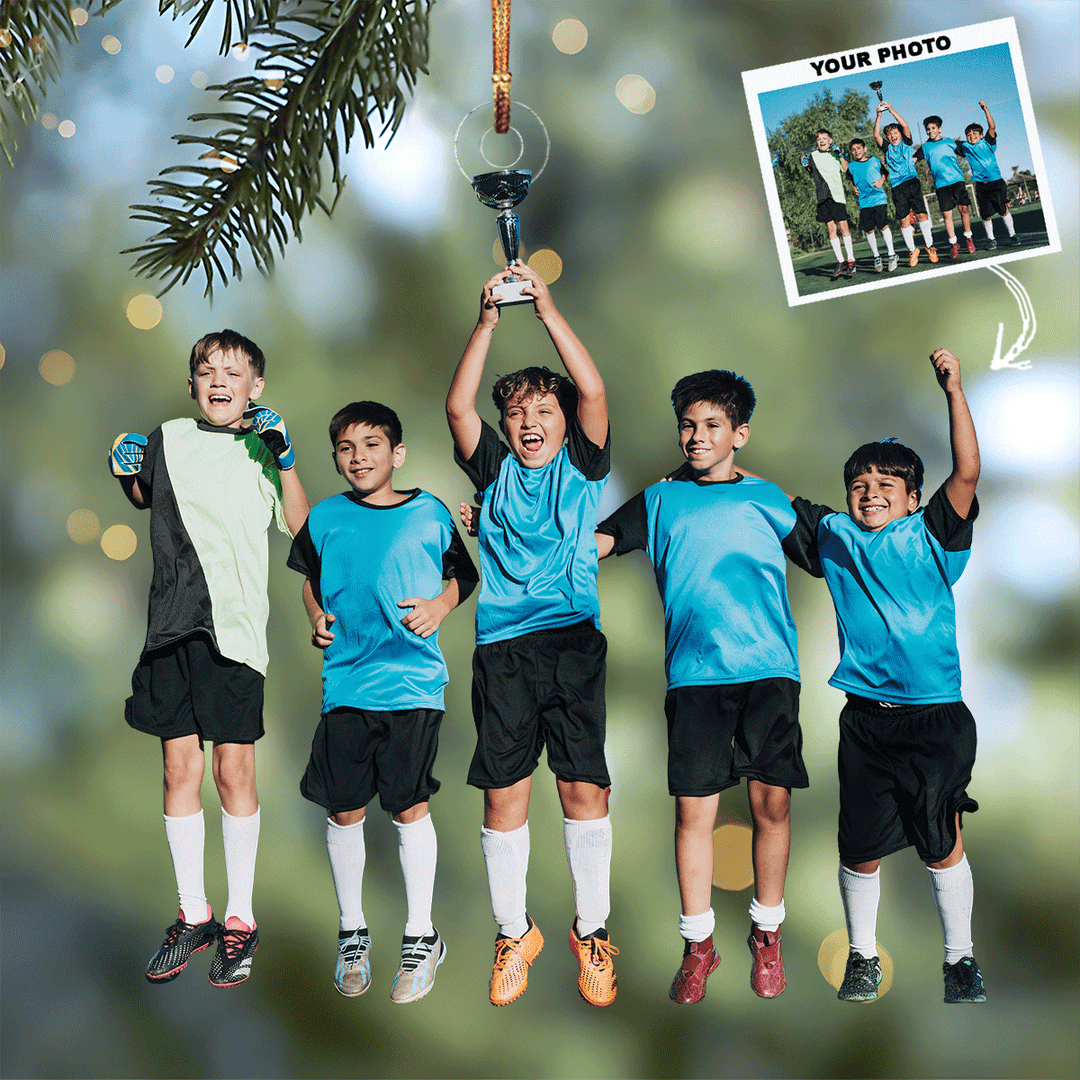 Junior Strikers - Personalized Photo Mica Ornament - Christmas Gift For Soccer, Sport Lovers
