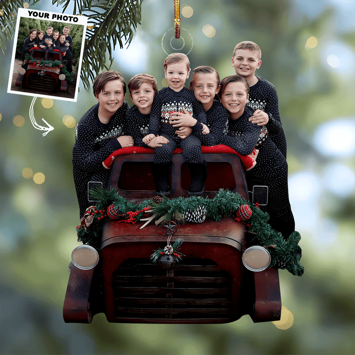 Family Charm - Personalized Photo Mica Ornament - Christmas Gift For Family Members