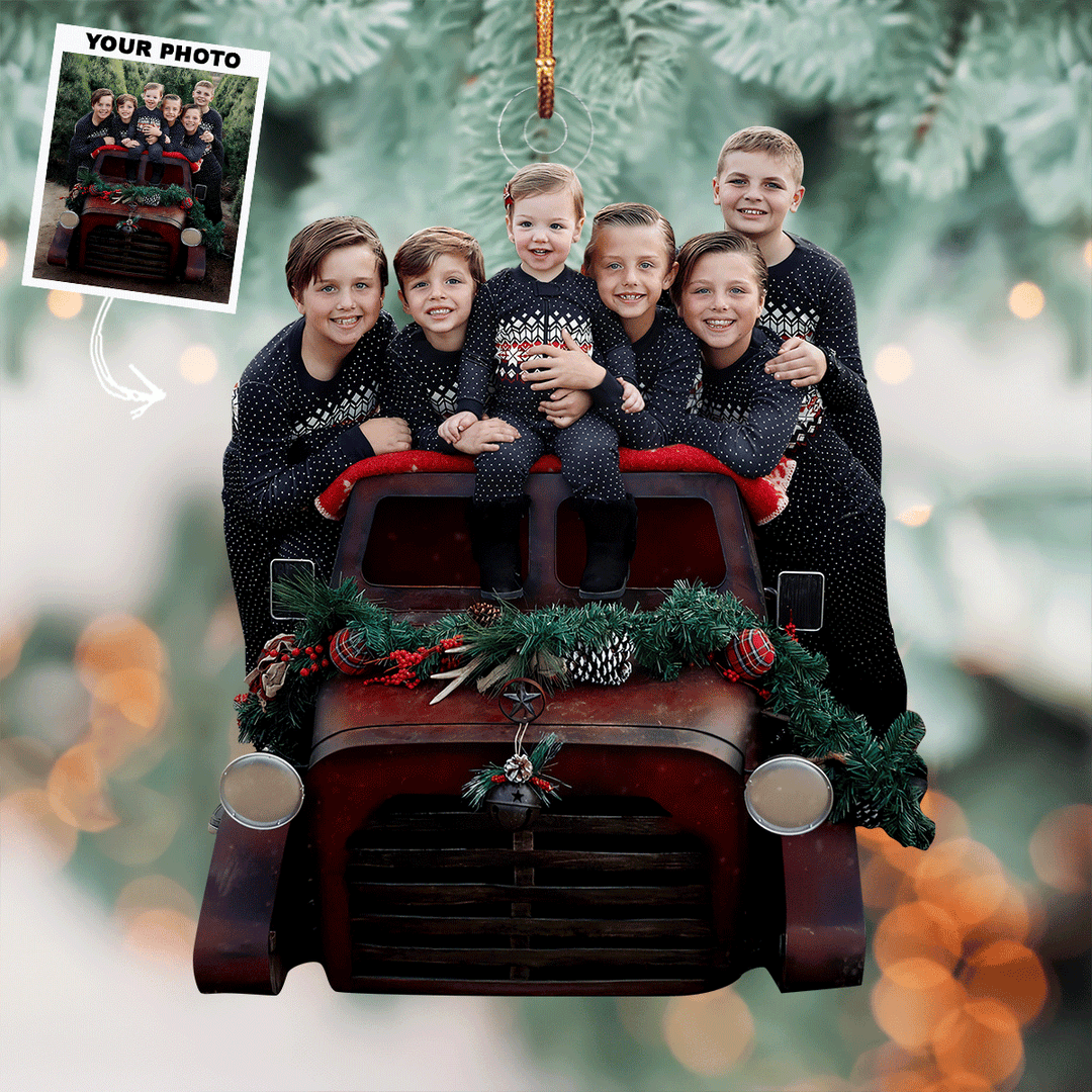 Family Charm - Personalized Photo Mica Ornament - Christmas Gift For Family Members