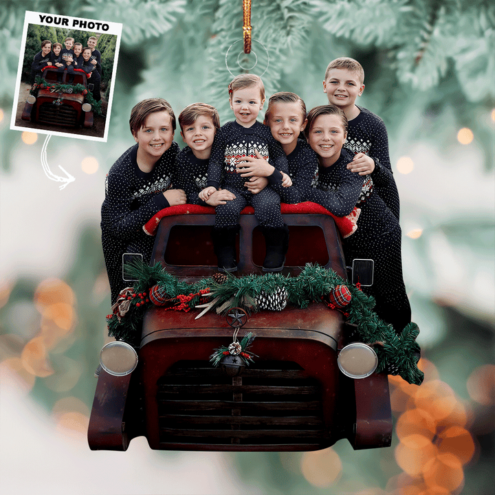 Family Charm - Personalized Photo Mica Ornament - Christmas Gift For Family Members