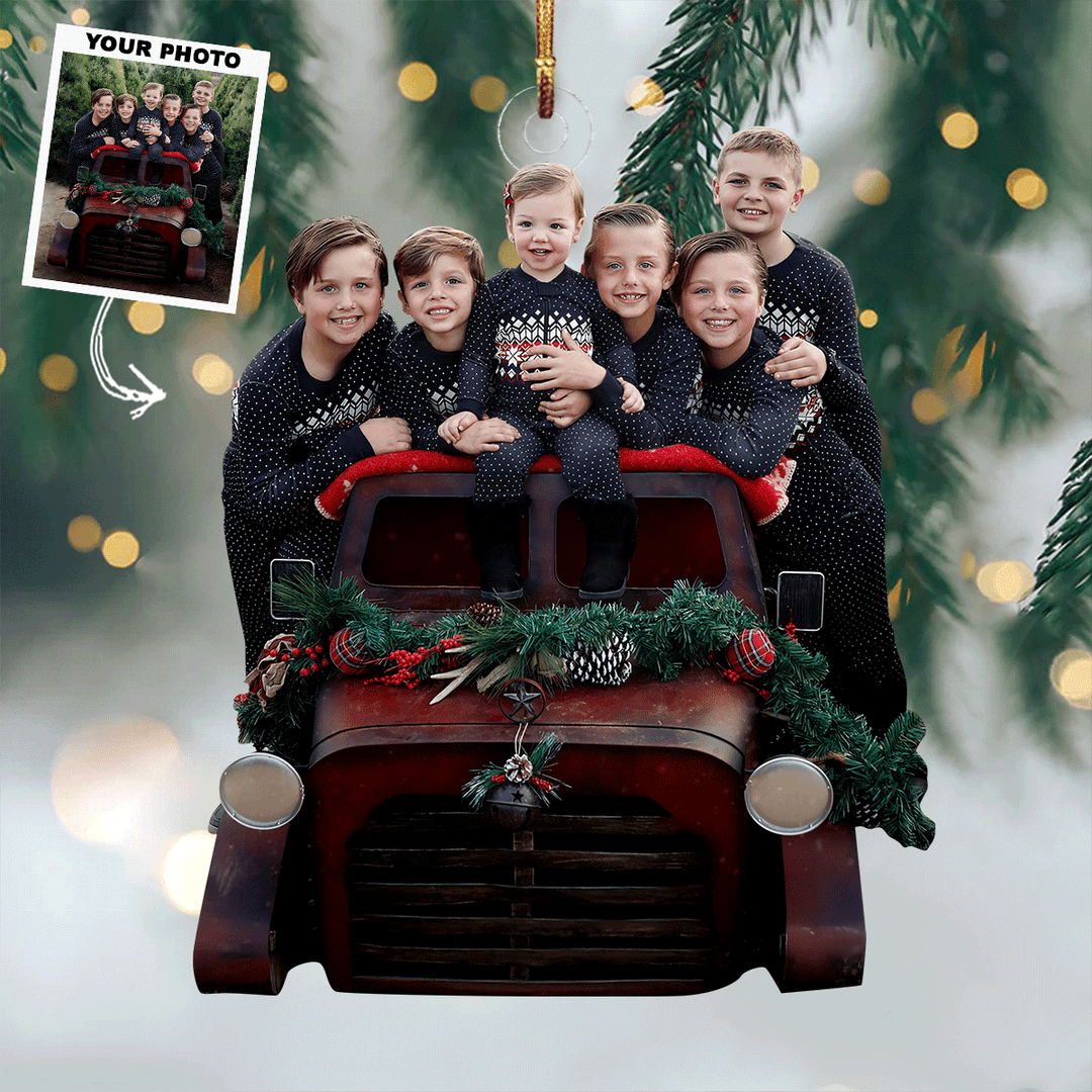 Family Charm - Personalized Photo Mica Ornament - Christmas Gift For Family Members