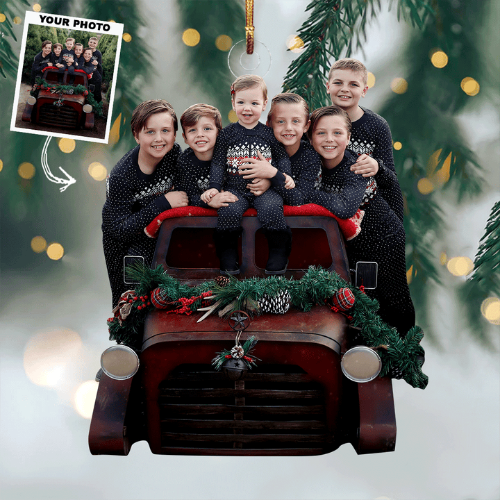 Family Charm - Personalized Photo Mica Ornament - Christmas Gift For Family Members