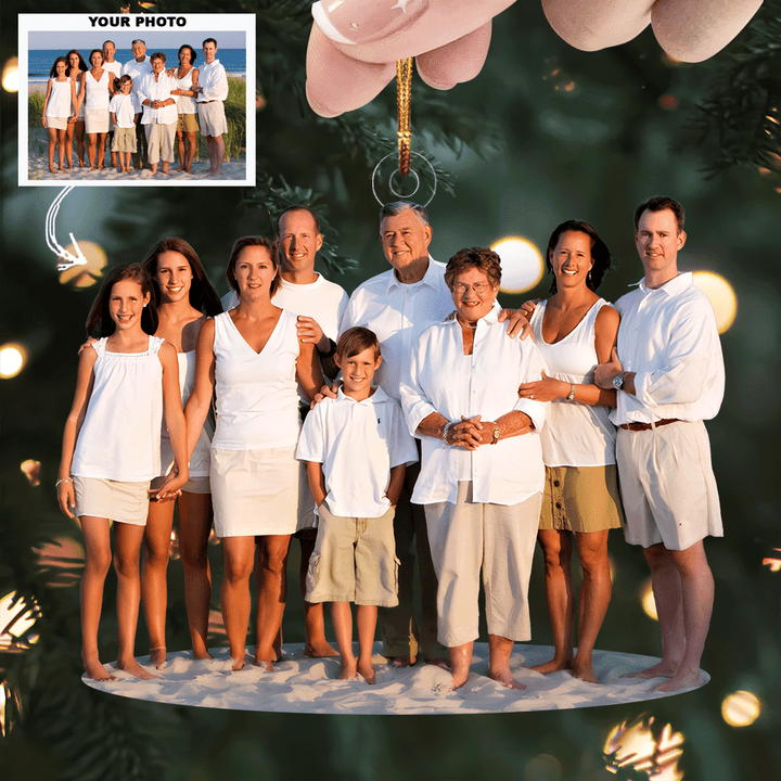 Beachside Harmony - Personalized Photo Mica Ornament - Christmas Gift For Family Members