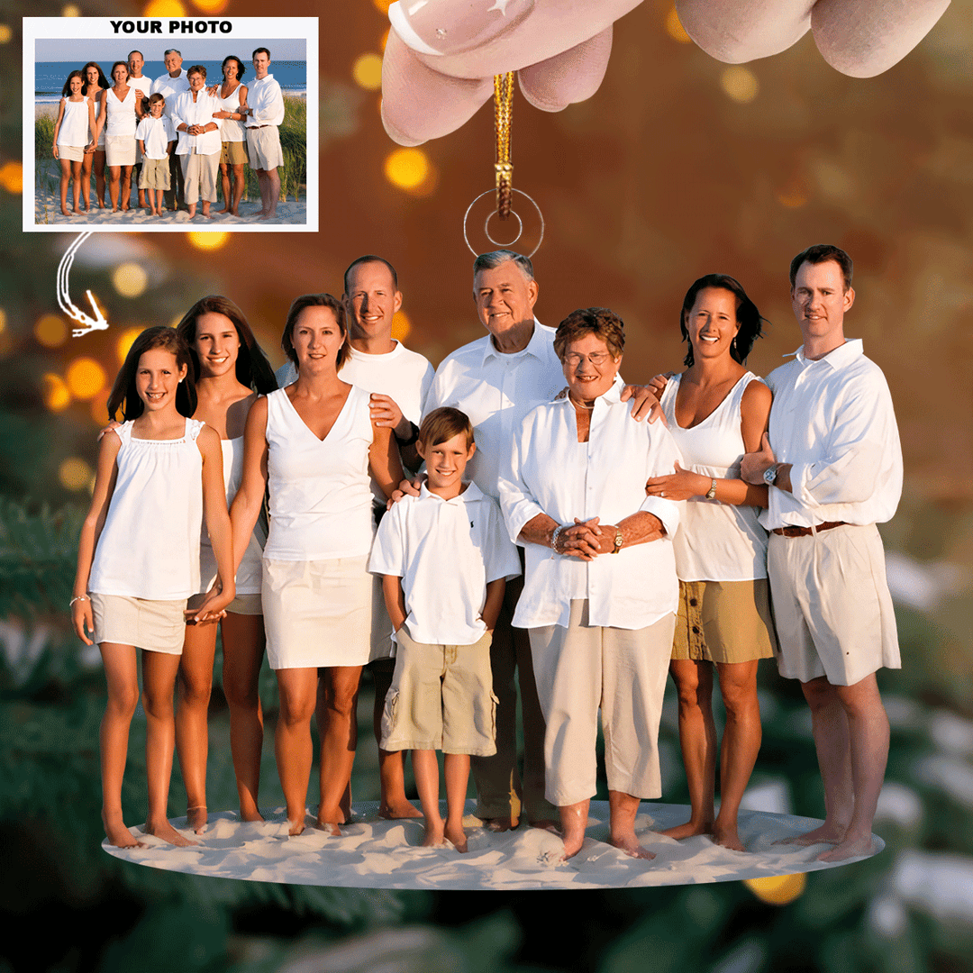Beachside Harmony - Personalized Photo Mica Ornament - Christmas Gift For Family Members