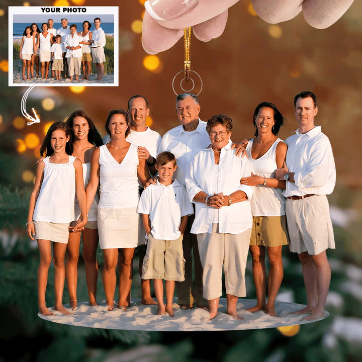 Beachside Harmony - Personalized Photo Mica Ornament - Christmas Gift For Family Members