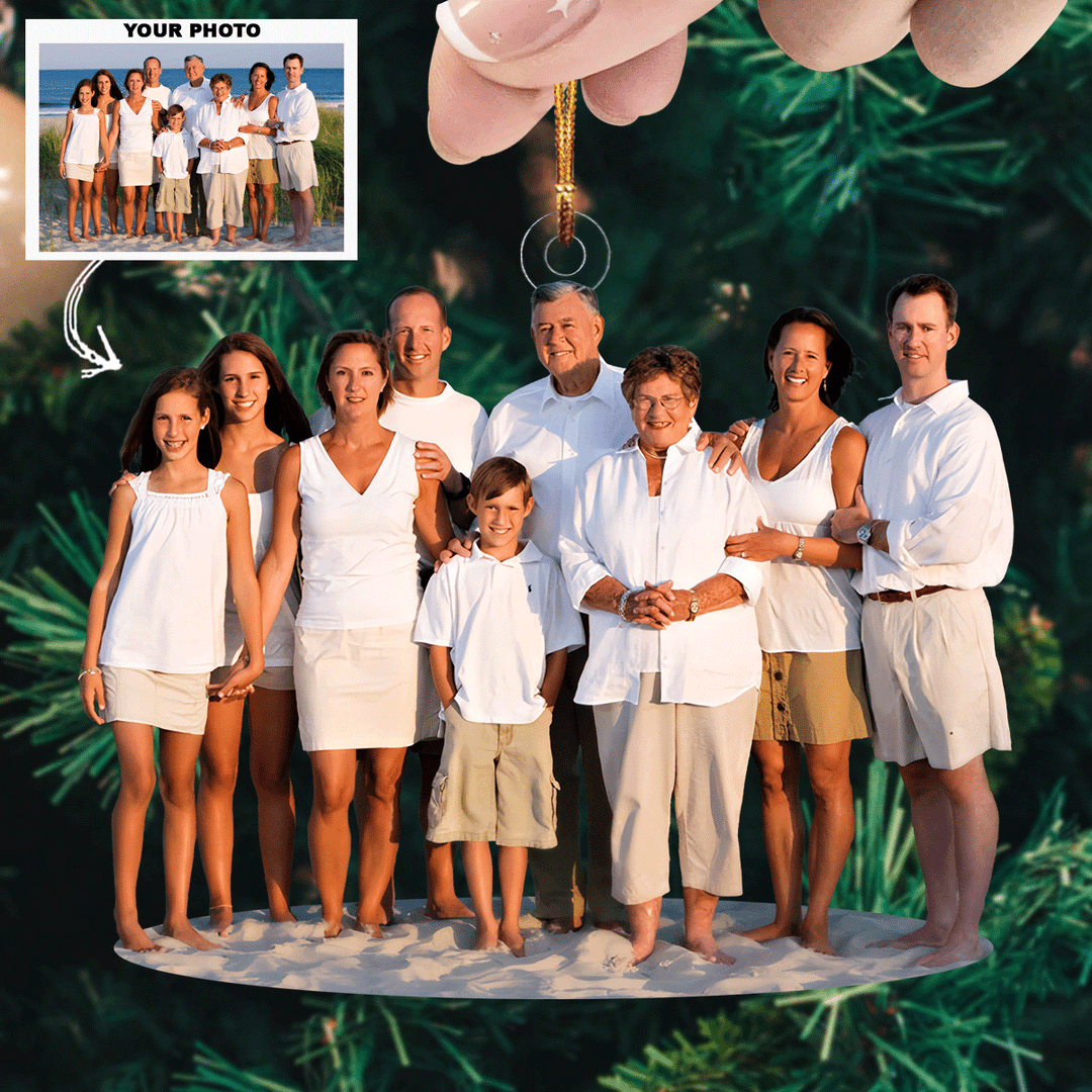 Beachside Harmony - Personalized Photo Mica Ornament - Christmas Gift For Family Members
