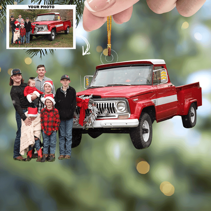 Christmas on the Farm - Personalized Photo Mica Ornament - Christmas Gift For Family Members