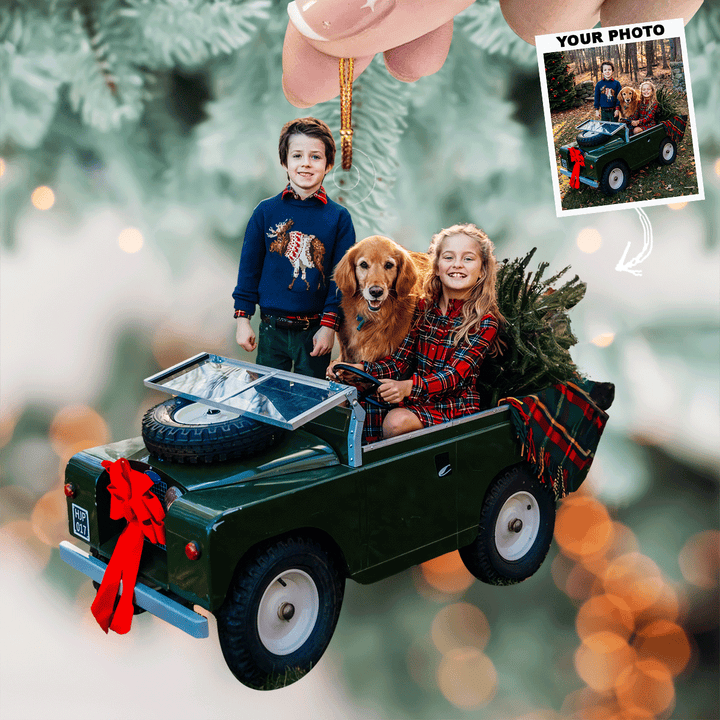 Holiday Adventure with Furry Friends - Personalized Photo Mica Ornament - Christmas Gift For Family Members