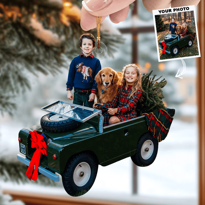 Holiday Adventure with Furry Friends - Personalized Photo Mica Ornament - Christmas Gift For Family Members