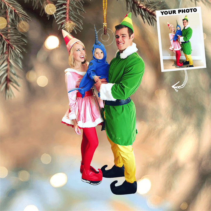 Rustic Joy Squad - Personalized Photo Mica Ornament - Christmas Gift For Family Members