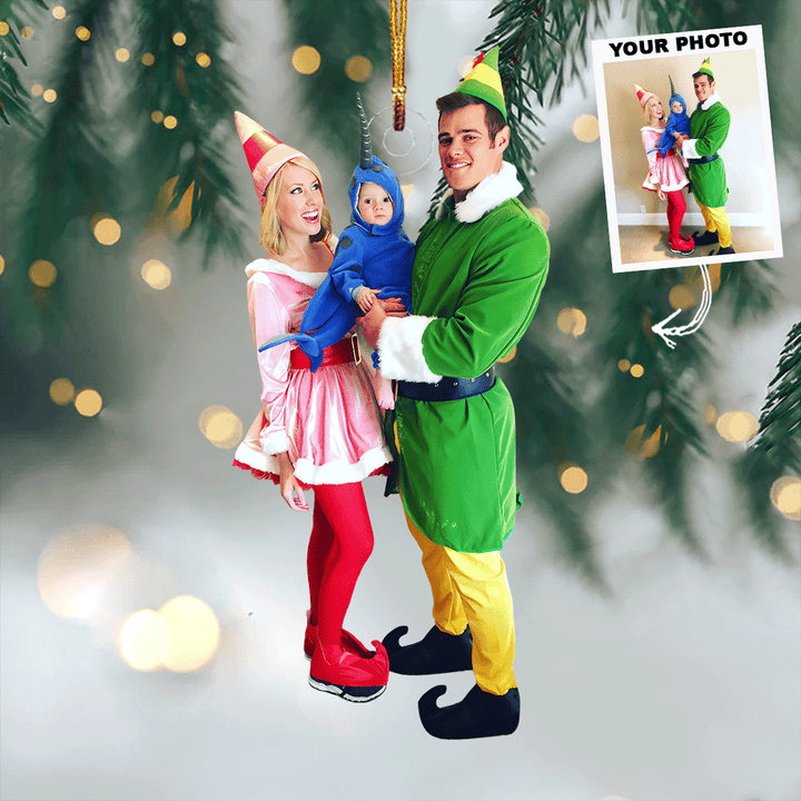 Rustic Joy Squad - Personalized Photo Mica Ornament - Christmas Gift For Family Members