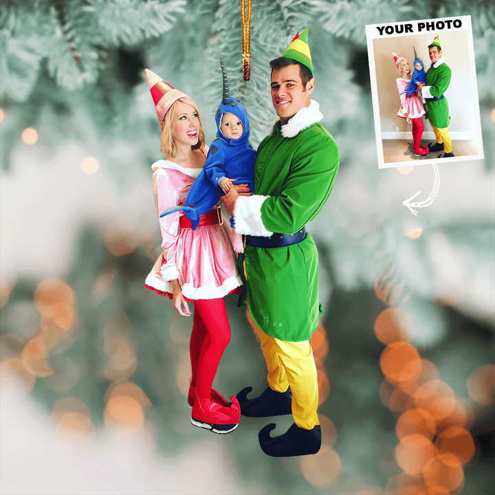 Rustic Joy Squad - Personalized Photo Mica Ornament - Christmas Gift For Family Members