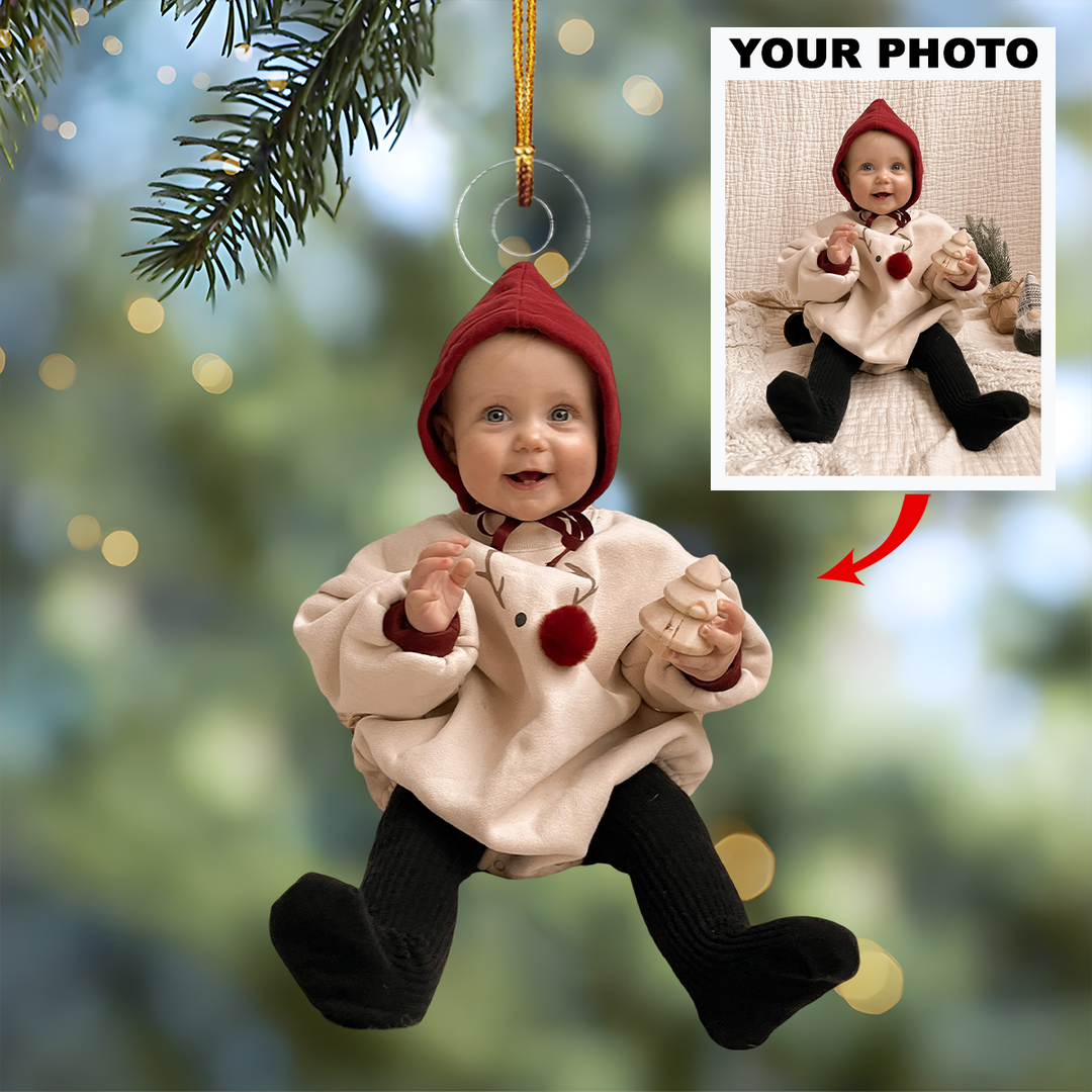 Customized Photo Ornament Baby Christmas - Personalized Photo Mica Ornament - Christmas Gift For Family Members