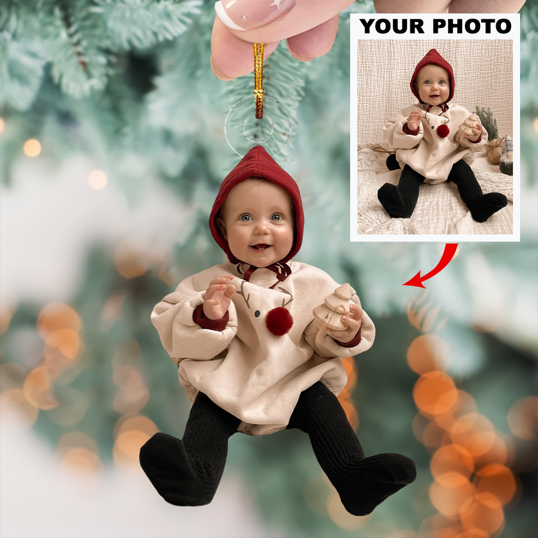 Customized Photo Ornament Baby Christmas - Personalized Photo Mica Ornament - Christmas Gift For Family Members