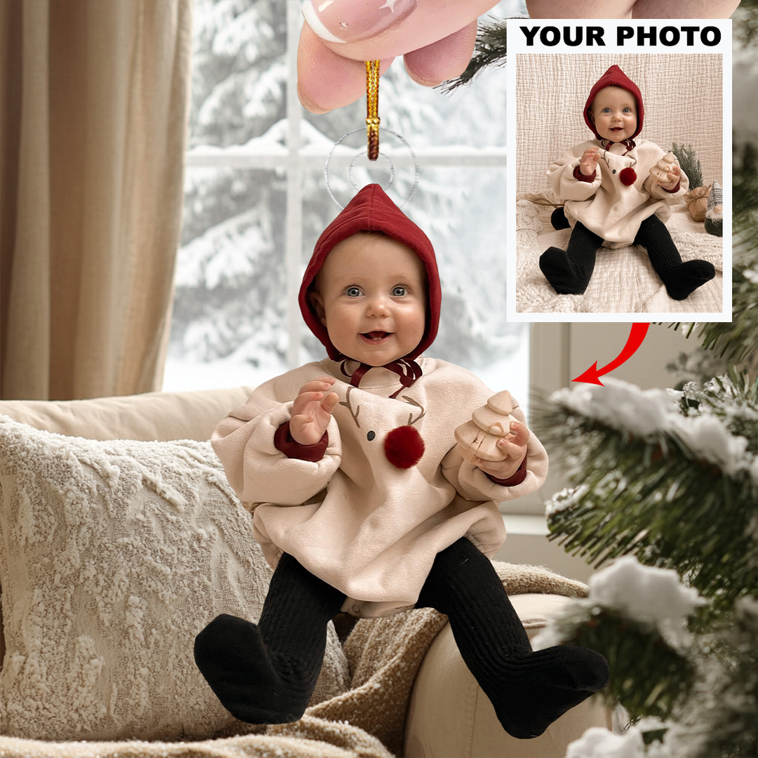 Customized Photo Ornament Baby Christmas - Personalized Photo Mica Ornament - Christmas Gift For Family Members