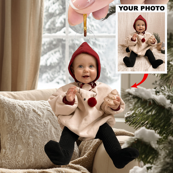 Customized Photo Ornament Baby Christmas - Personalized Photo Mica Ornament - Christmas Gift For Family Members